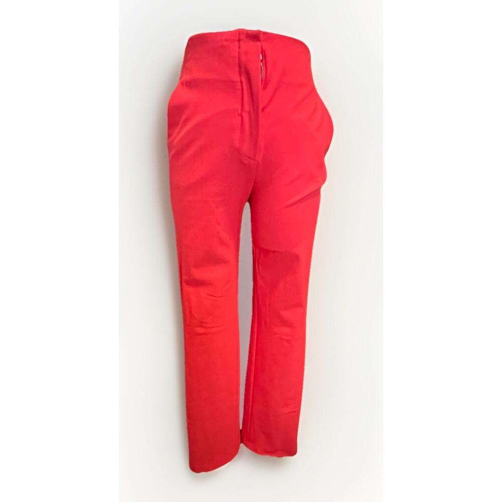 NWOT Womens Rag & Bone Red Crepe Slim Fit High Rise Slit Zip Hem Pants-00